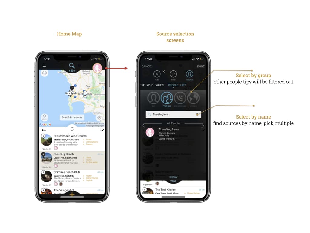 Select sources for tips