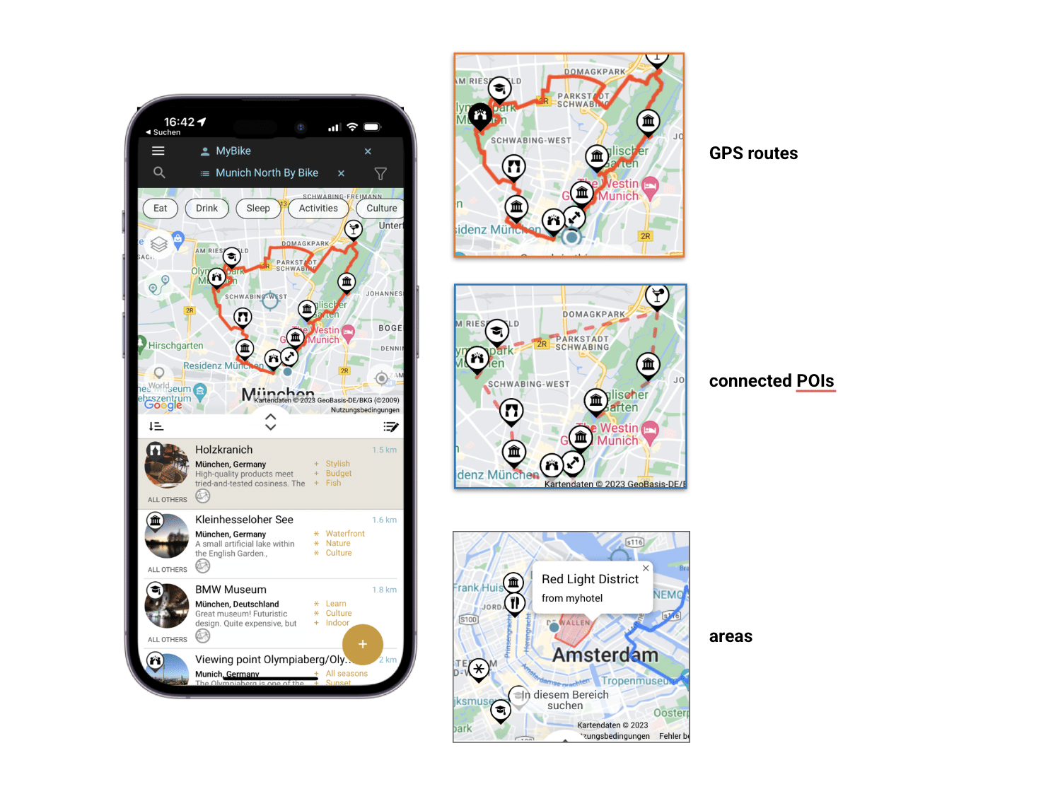 Touren Feature für den Fahrradverleih Touren Option in Ihrem Digitalen Touren & City Führer